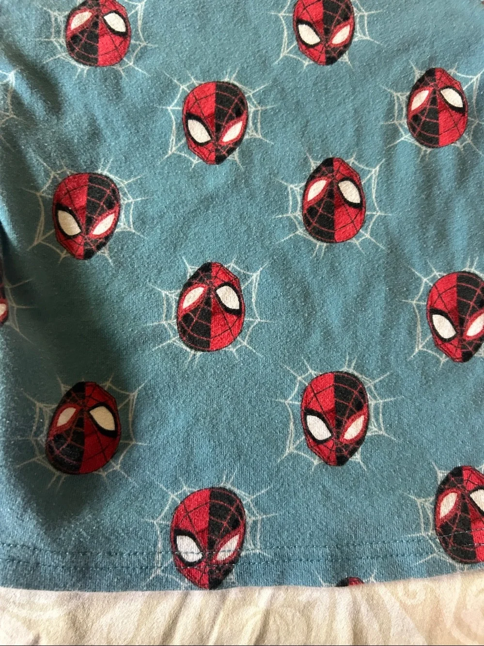 Marvel Kids Spider-Man Face Print Pajama Set in Blue and Red